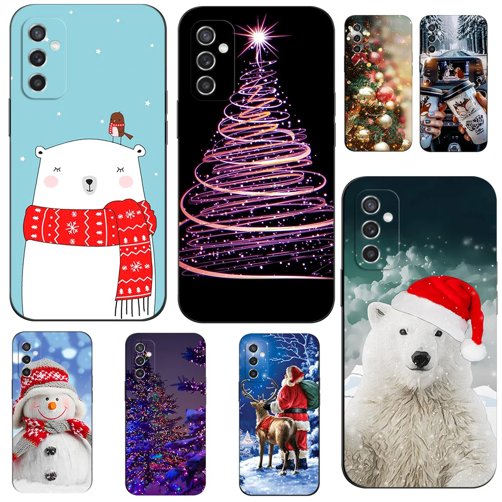 For Samsung M52 5G Case Back Cover For Samsung Galaxy M52 5G GalaxyM52 M 52 m526 6.7inch black tpu case merry christmas snow