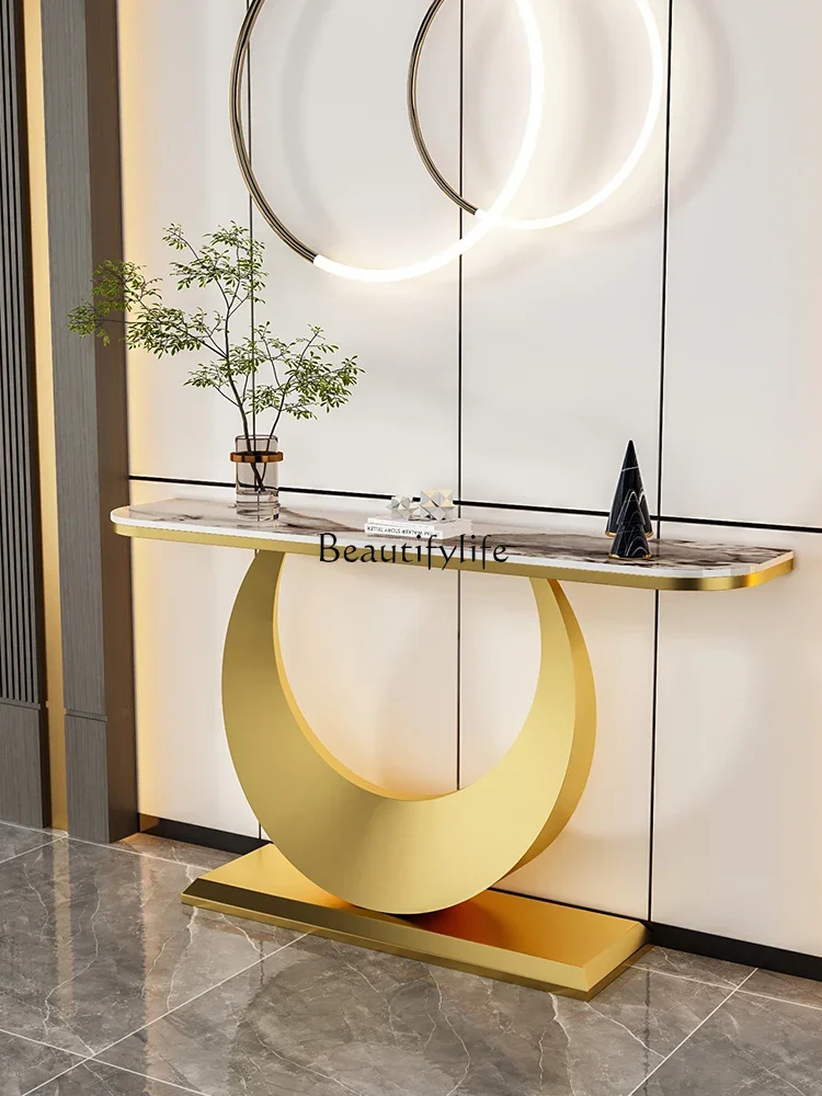 

yj5 Customized Nordic Console Tables Light Luxury Semicircle Stone Plate Extremely Narrow Living Room Wall Side View
