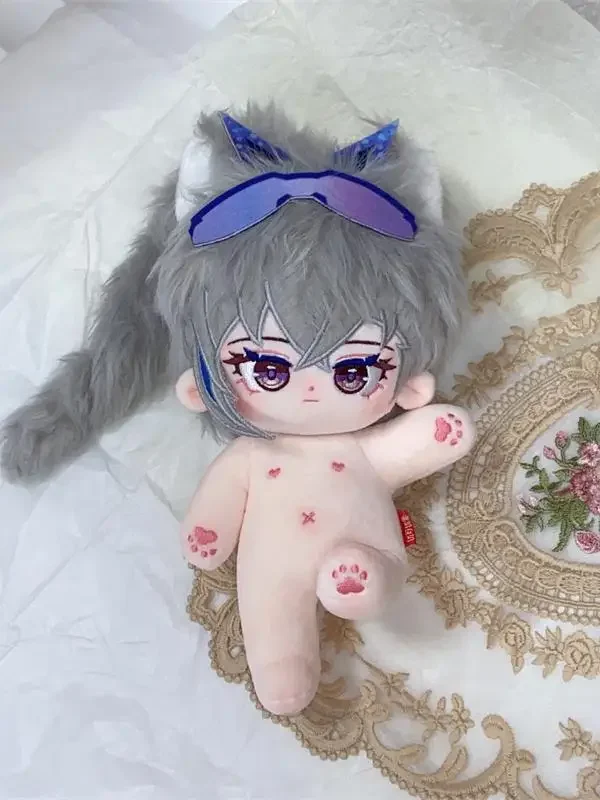 Anime Honkai: Star Rail Silver Wolf Cosplay 20cm Fluffy Cotton Doll Cartoon Maumet Puppet Removable Ears Naked Baby Xmas Gift