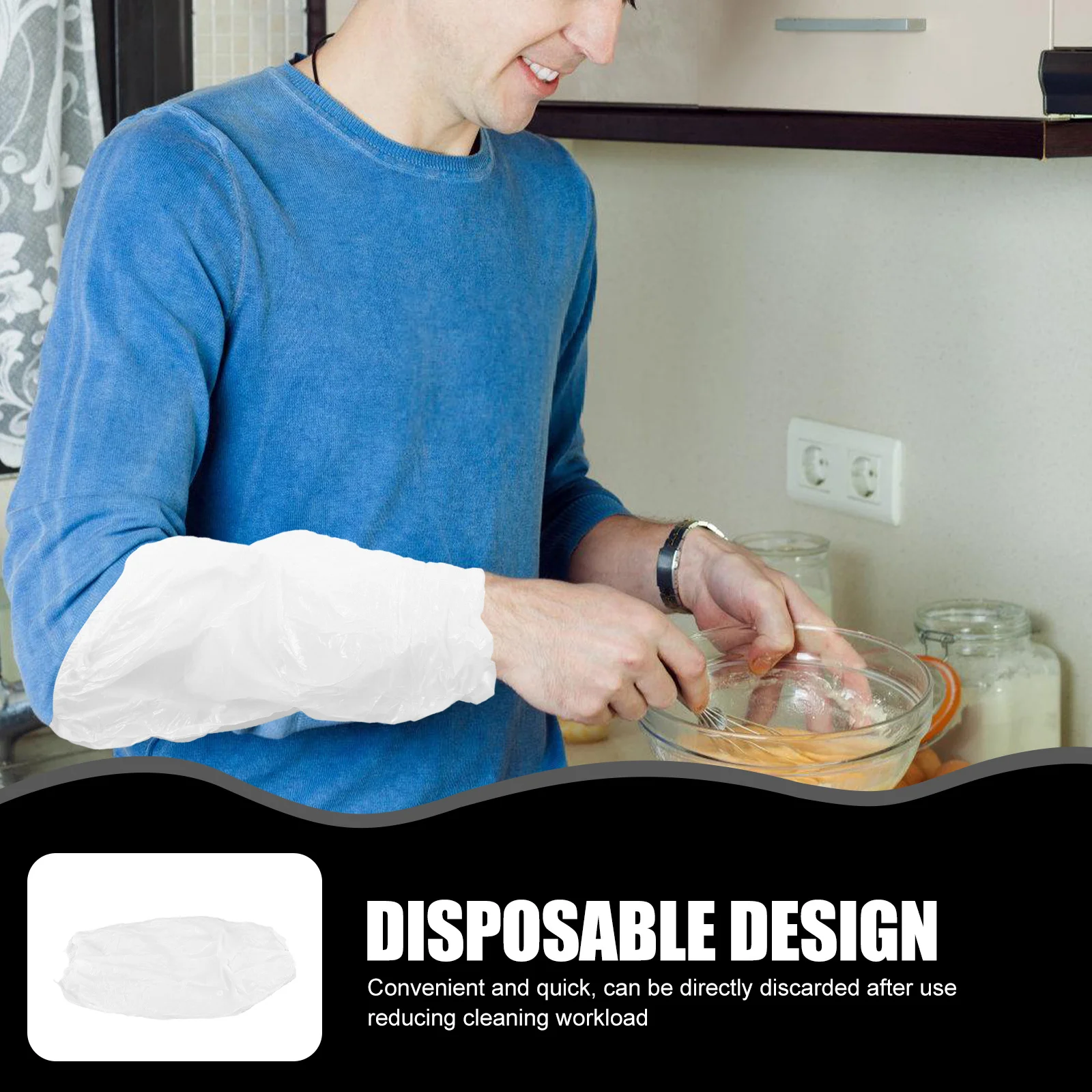 

100Pcs Waterproof Oil-Proof Disposable Sleeves Arm Protection Cleaning Painting Bbq Kitchen Sleeves to Cover Arms