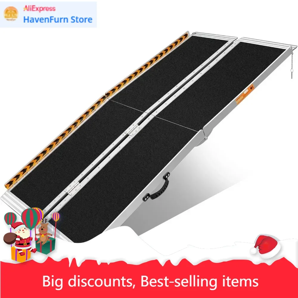 

Портативный пандус для инвалидных колясок FACHNUO, 6 футов, нескользящий, алюминиевый, с ручкой, складной, для порогов