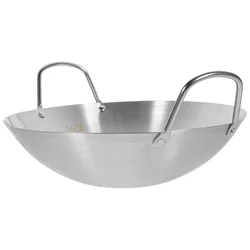 Stainless Steel Wok Cookware Hot Pot Cooking Pan Kitchen Gadget with Two Handle Frying Soup Accessories Work