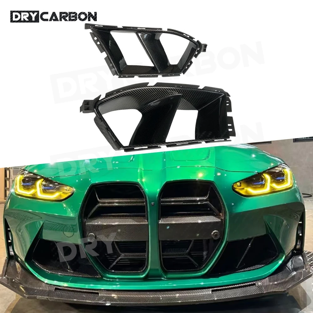 

Dry Carbon Fiber Front Bumper Lip Air Vent Cover Trim Canards Body Kits for BMW 3 4 Series G80 G82 G83 M3 M4 2021+ FRP