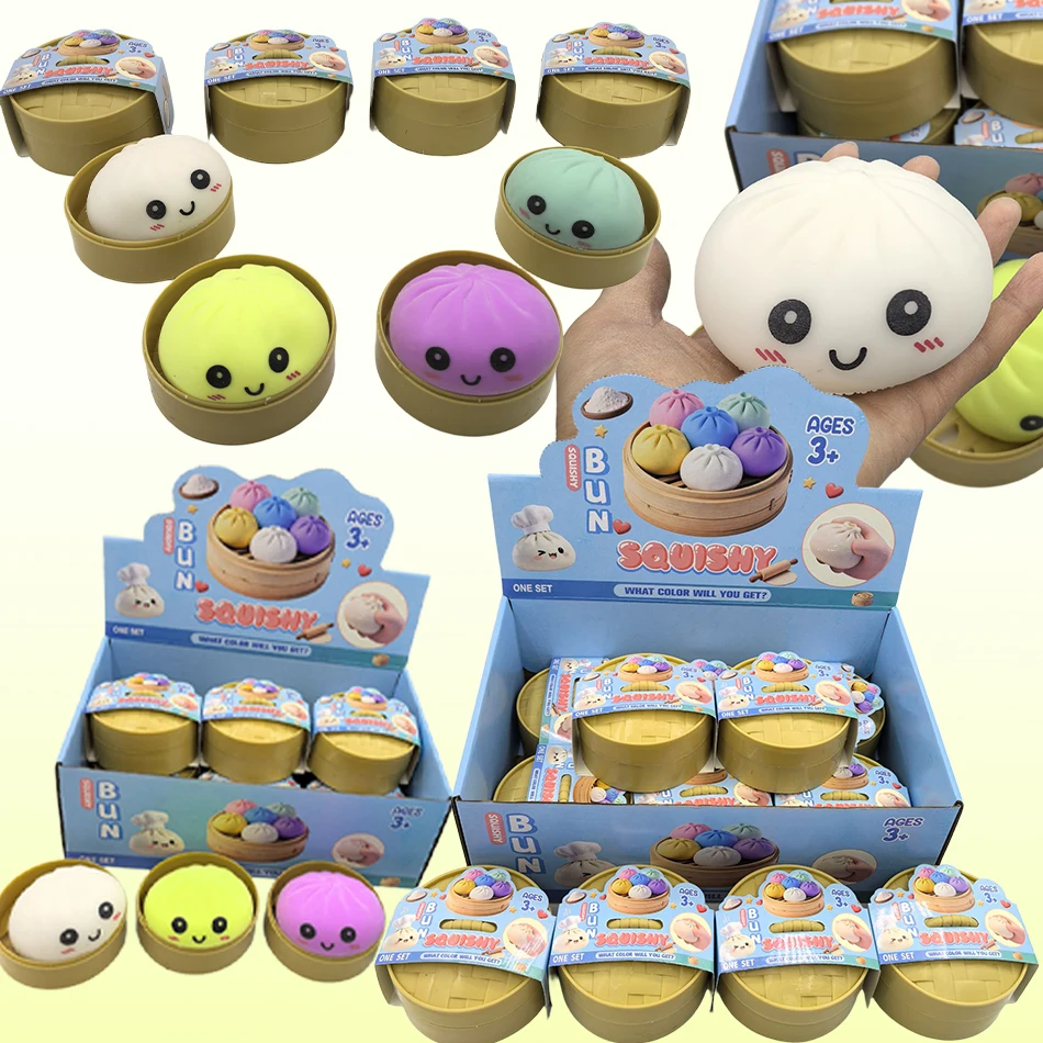 

Разноцветные сенсорные игрушки-антистресс в виде пельменей и булочек с пароваркой, имитация еды, фиджет-игрушки