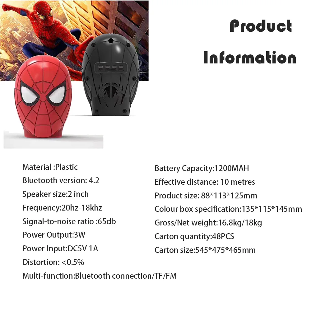 Marvel Explosion Spider-Man Iron Man Bumblebee Optimus Prime Cartoon Bluetooth Speaker Wireless Audio