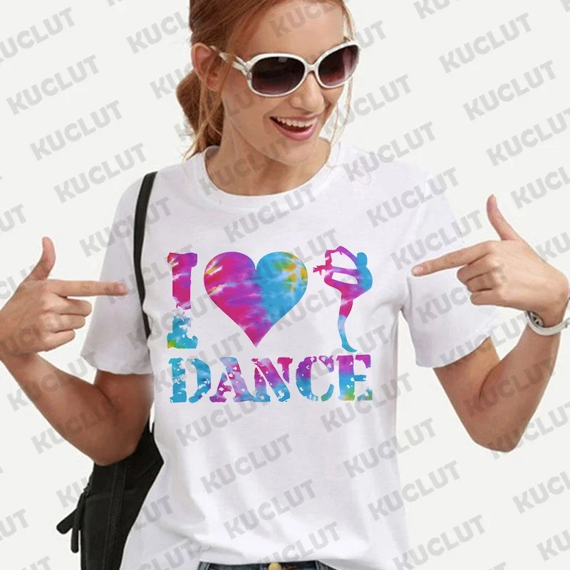 T Shirt Women I Love Dance Blouse Summer Soft Streetwear Harajuku Tees Fashion Print Graphic T-shirts Short Sleeve Y2k Tops