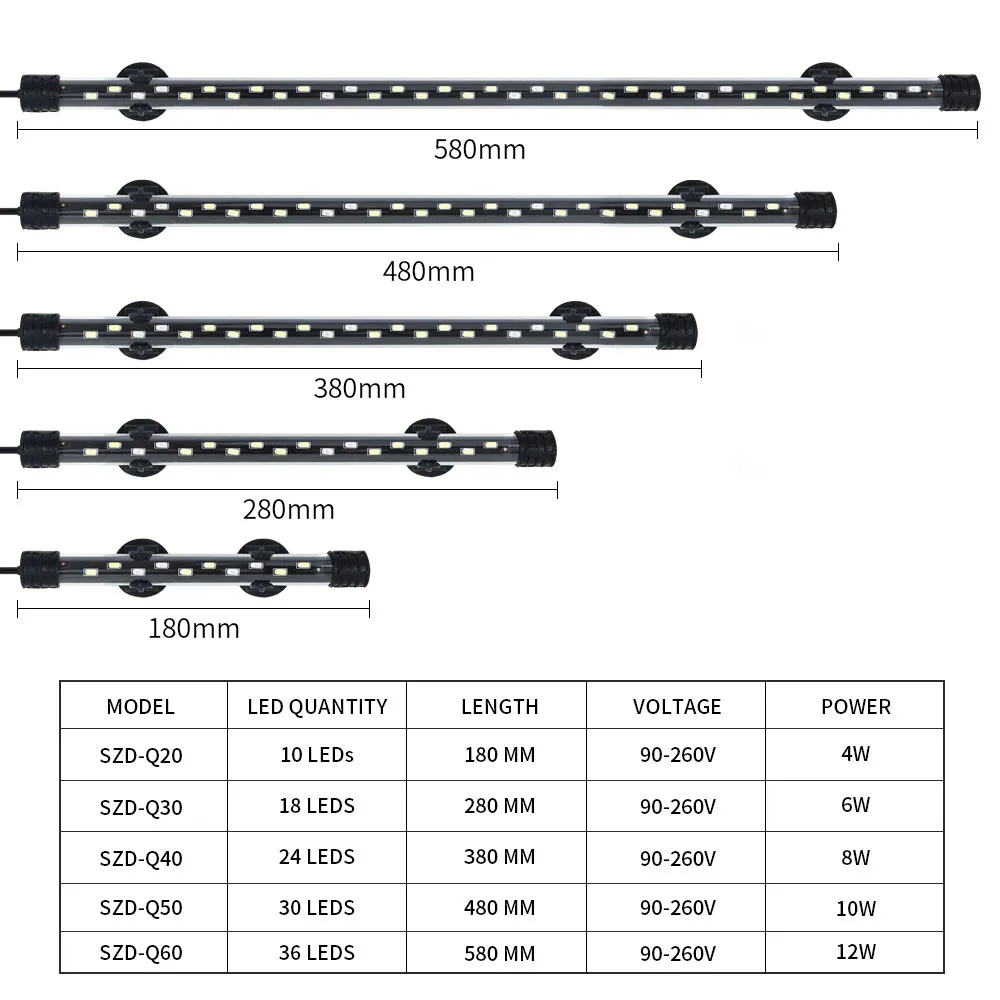 Luz sumergible para acuario, lámpara impermeable, luces LED subacuáticas, 18-54CM