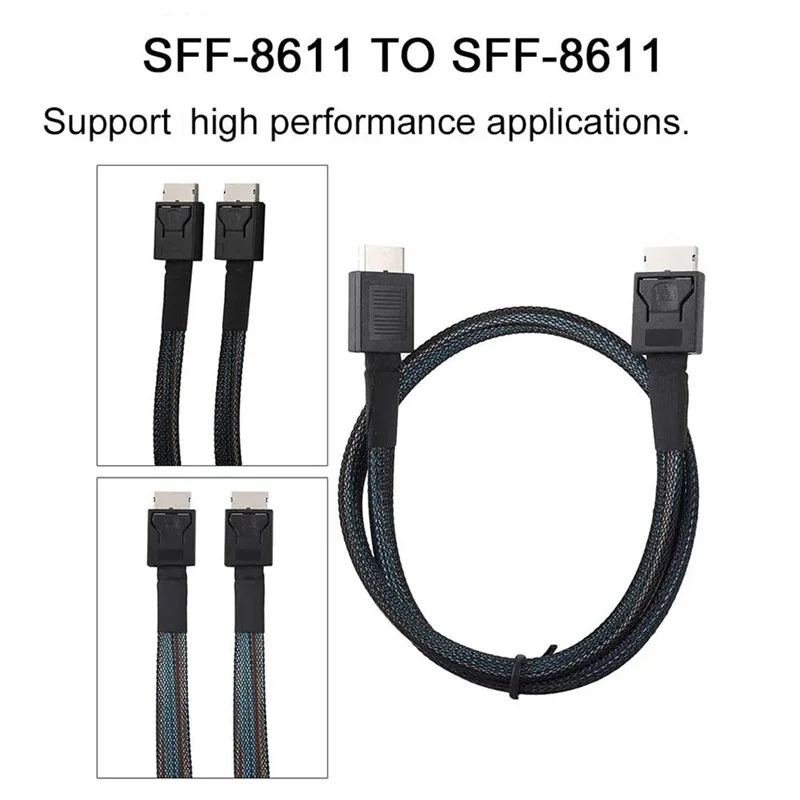 

Classic-PCIE4.0 MINI SAS Cable 24Gbps Oculink Data Extension Cable SFF-8611 To SFF-8611 Server Data Transfer Line (1M)