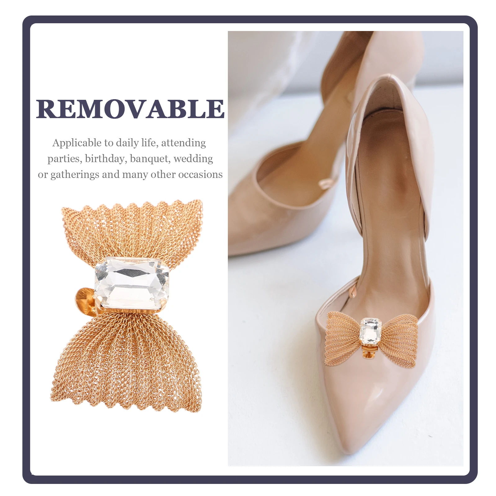 

2 Pcs Rhinestone Butterfly Shoe Buckle High Heel Clips High-heeled Accessories for Shoes Bow Shaped Crystal Pearl Buckles