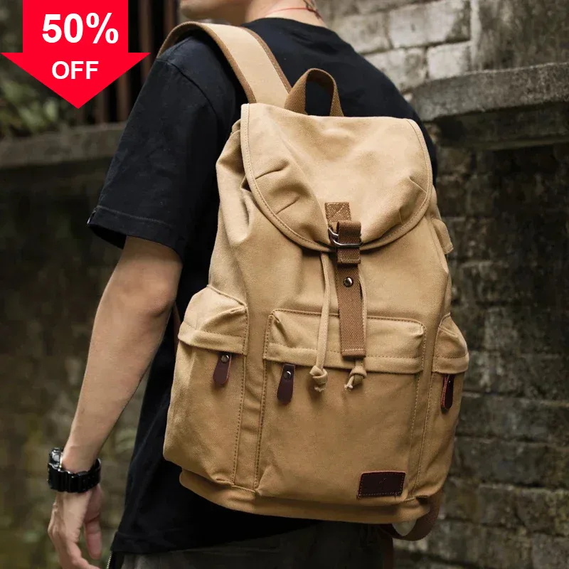 

Мужская винтажная парусиновая большая вместительная сумка для ноутбука 15,6 дюйма, повседневная сумка для путешествий, прочная, унисекс, Mochila