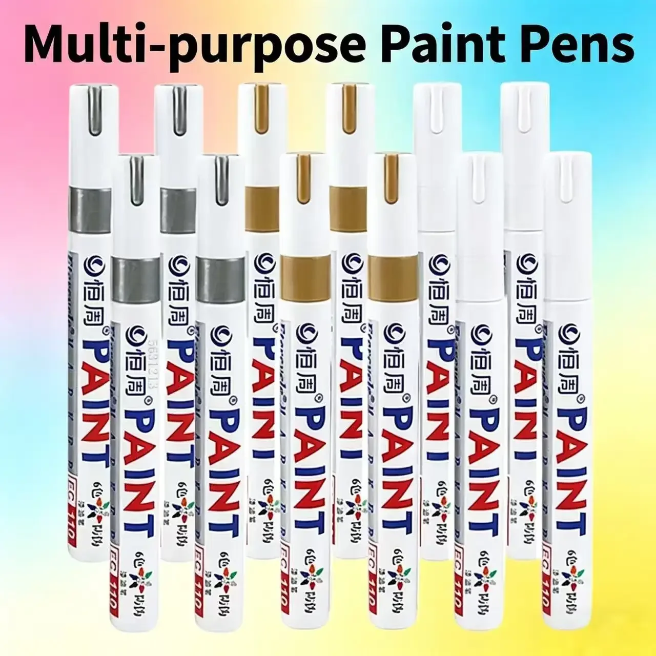 1/6/12 Colors Permanent Paint Marker White/Gold/silver Markers for Car Tire Tread Rubber Fabric Paint Metal Paint Marker Pens