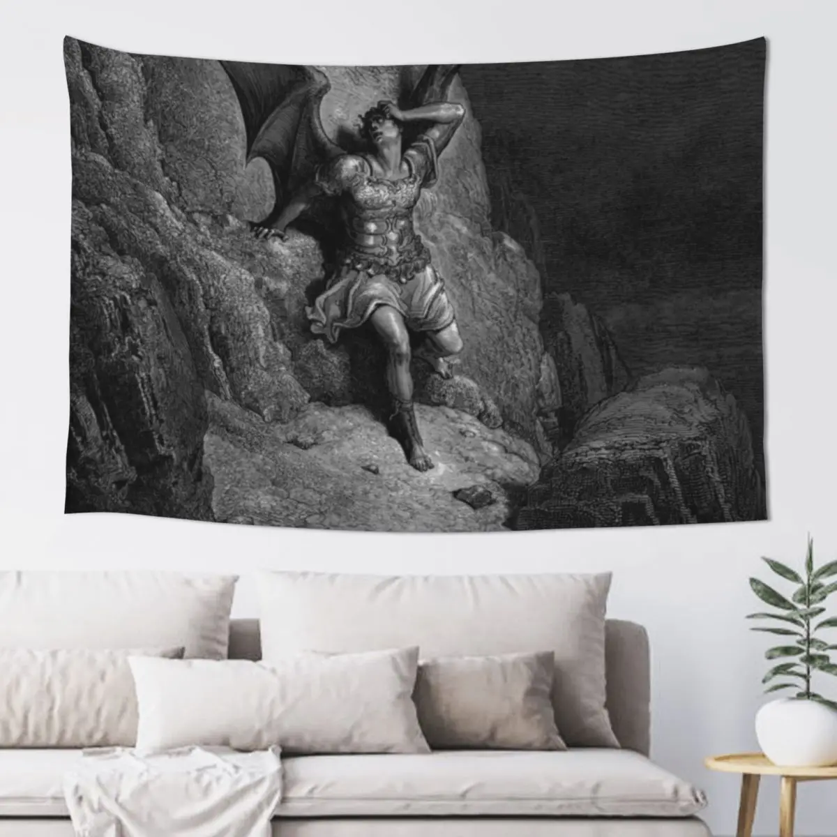 

Gustave Doré The Fall of Satan (1866) Tapestry Wall Hanging Decor Home Supplies Home Decorations Aesthetic Tapestry