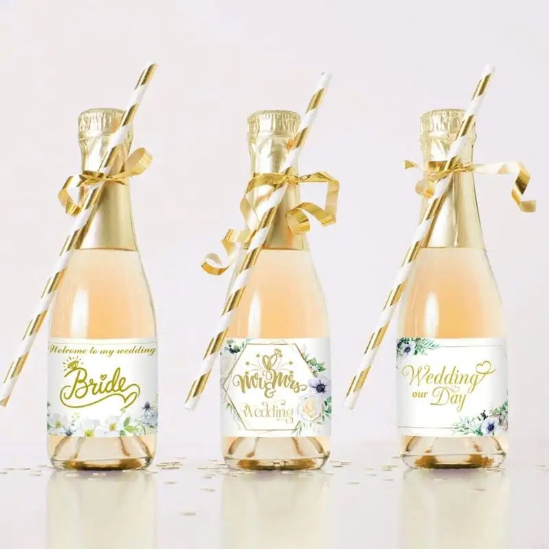 57Be 6pcs Flower Bottle BOOCK Etichetta adesivi per bottiglia vino Adesivo per matrimonio