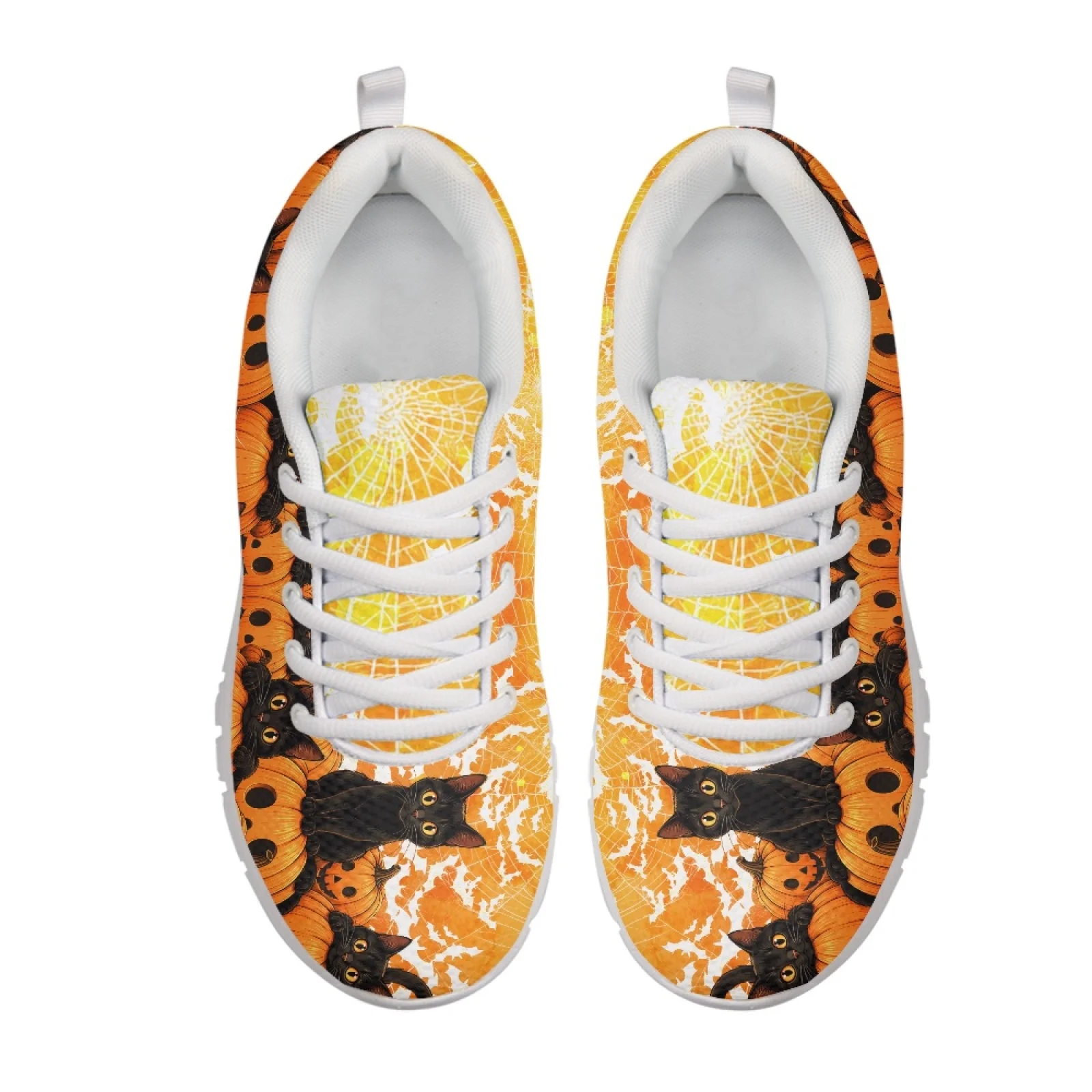 Coloranimal Black Cat Pumpkin 2026 New Running Shoes Women Running Walking Shoes Lace-up Athletic Shoes for Womens