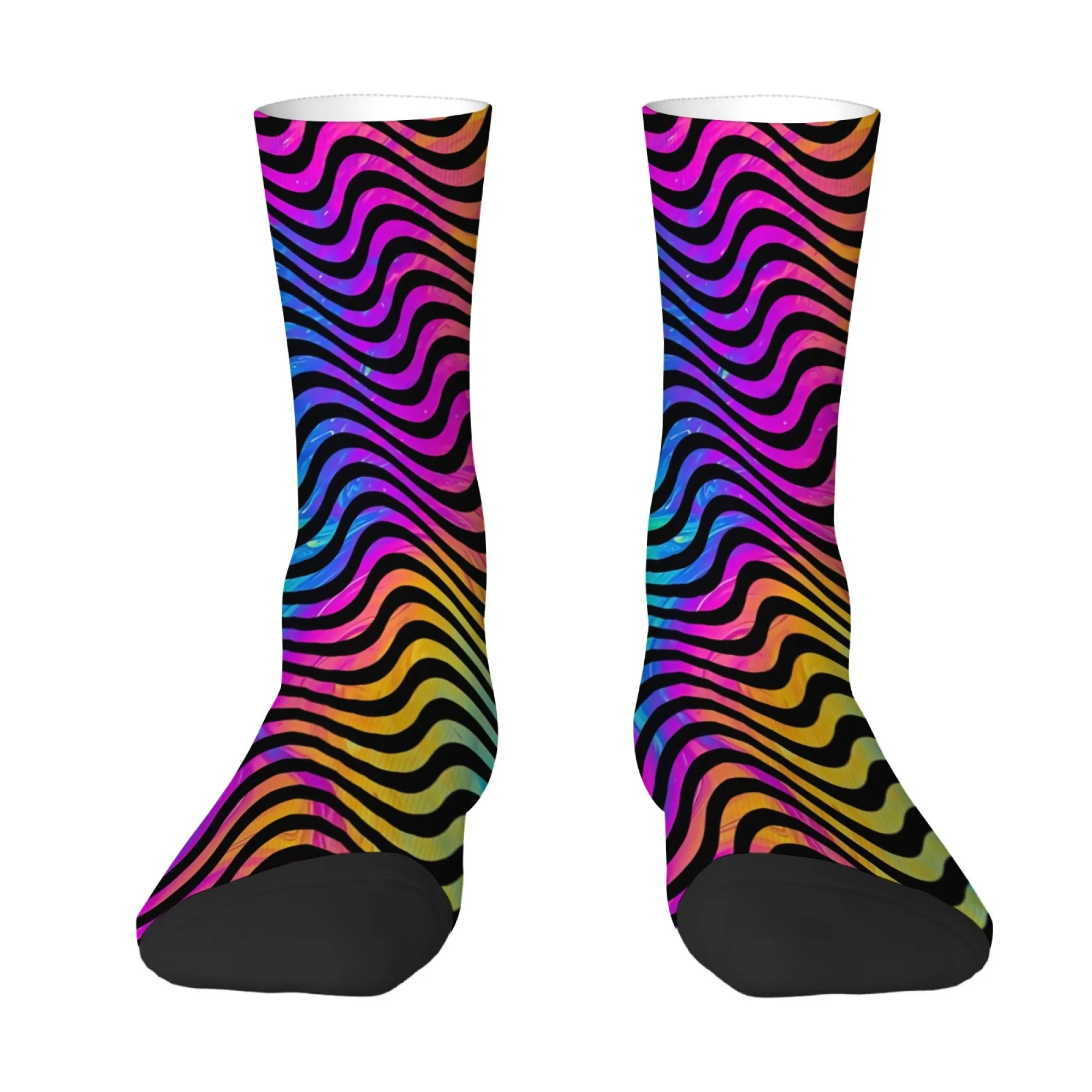 Retro Psychedelic Wave Pattern Men's Socks Personality Creative Fashion Trend Funny Socks Soft Breathable Non-slip Socks Gifts