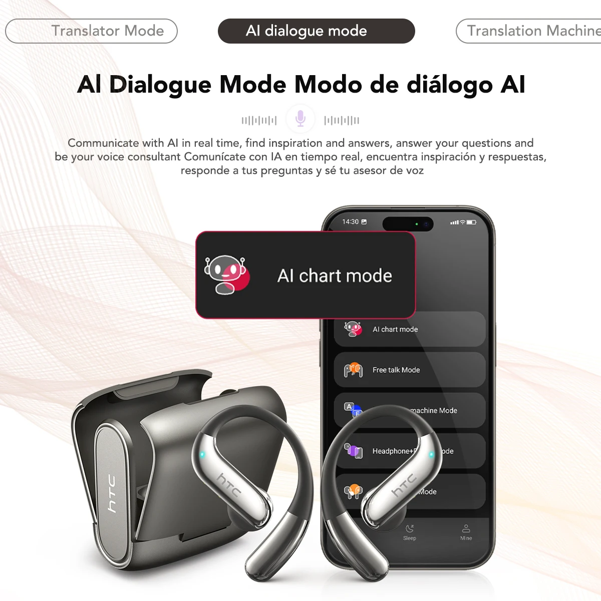 HTC NE23 OWS Wireless Headphones 6.0 Translation Earphones Dual Noise Reduction Calls IP55 Professional Protection