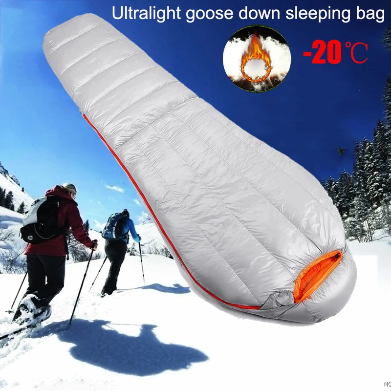 Outdoor Camping Ultralight  Very Warm White Goose Down Cold Travel Sleeping Bag High Mountain Snow Fall Winter Sleeping Bag