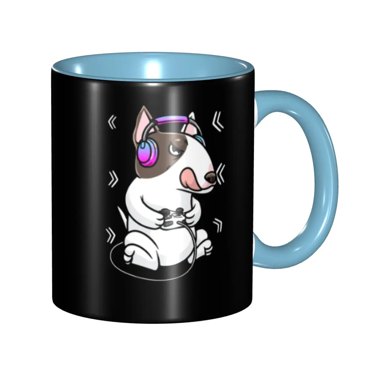 Miniature Bull Terrier Dog Video Game Gaming Gamer Coffee Mugs DIY Custom Pet Puppy Ceramic Milk Tea Mug Cup