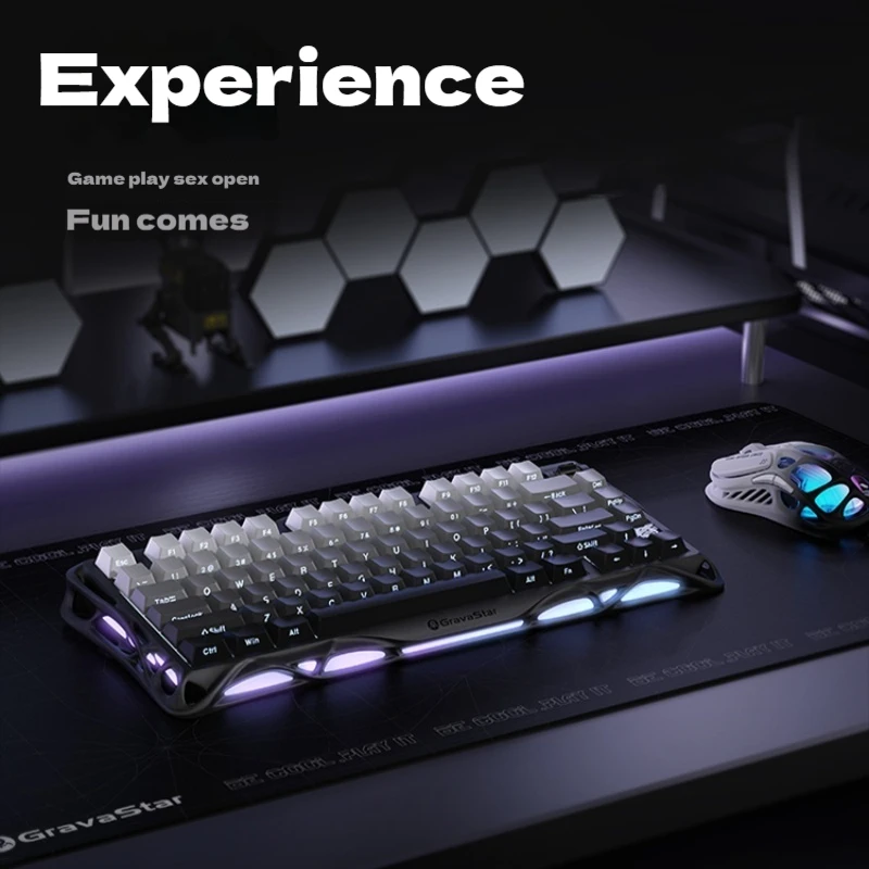 Gravastar 75k1 E-Sports Mechanical Keyboard Wired Bluetooth 2.4g Aluminum Alloy Shell Full Of Texture Ergonomics Gaming Keyboard