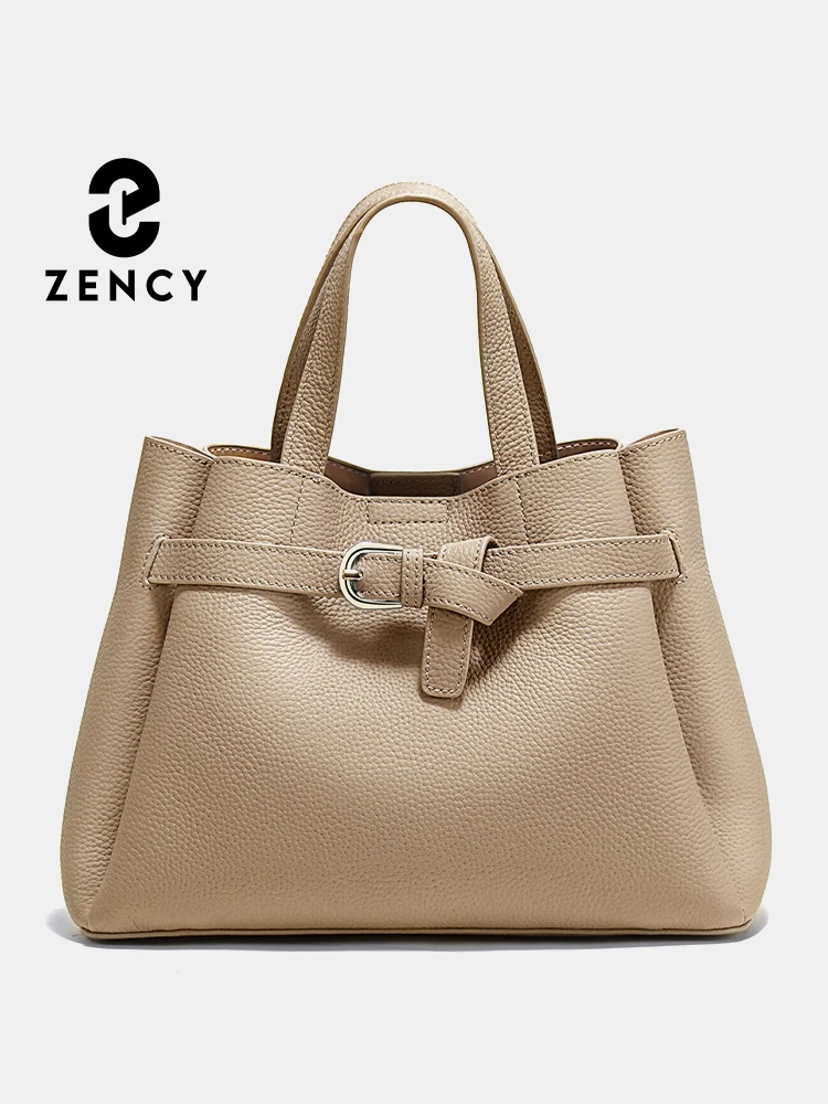 

Zency Fashion Genuine Leather Top-handle Bag For Women Luxury Designer Crossbody Bag Zipper Purse Elegant OL Work Bag Tote Sac