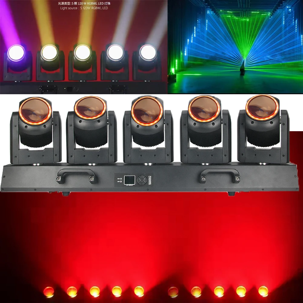 Professional 600W DJ Lighting 5 Heads LED Beam Moving Head Light DMX Control Stage Light for Club Bar Party Show