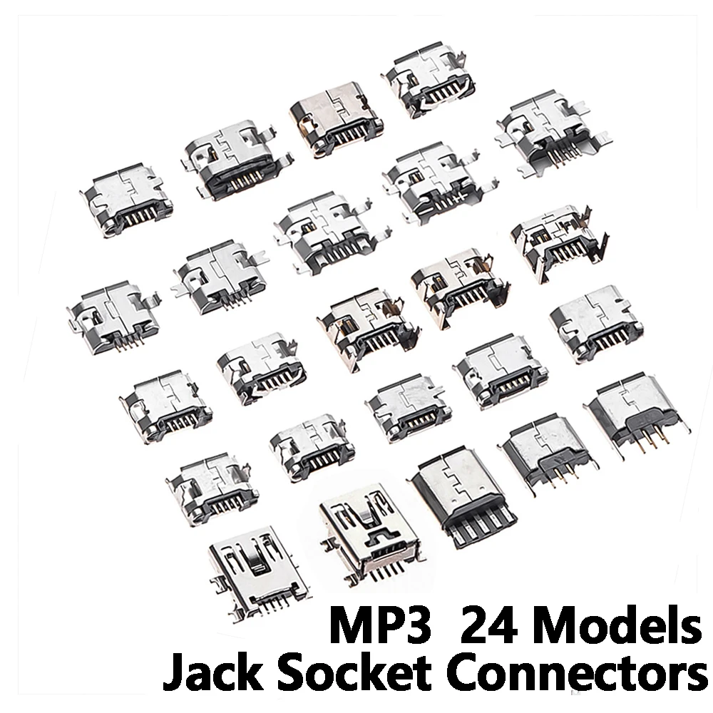 10PCS MP3 24 Models Jack Socket Connectors Micro USB Connector Jack Connectors for Samsung SMD DIP Socket MP3 Huawei HJXRHGAL