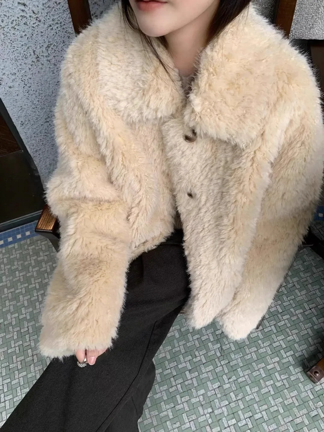 

Lamb Wool Jacket Women Winter Coats Cargo Safari Button Bomber Style Element Preppy Canvas Boy Multi Pocket Boyfriend Baseball