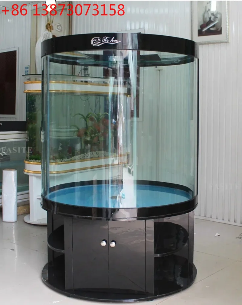 Cylindrical Fish Tank Aquarium Glass Ecological Large Bottom Filtration Without Water Exchange Home Decor