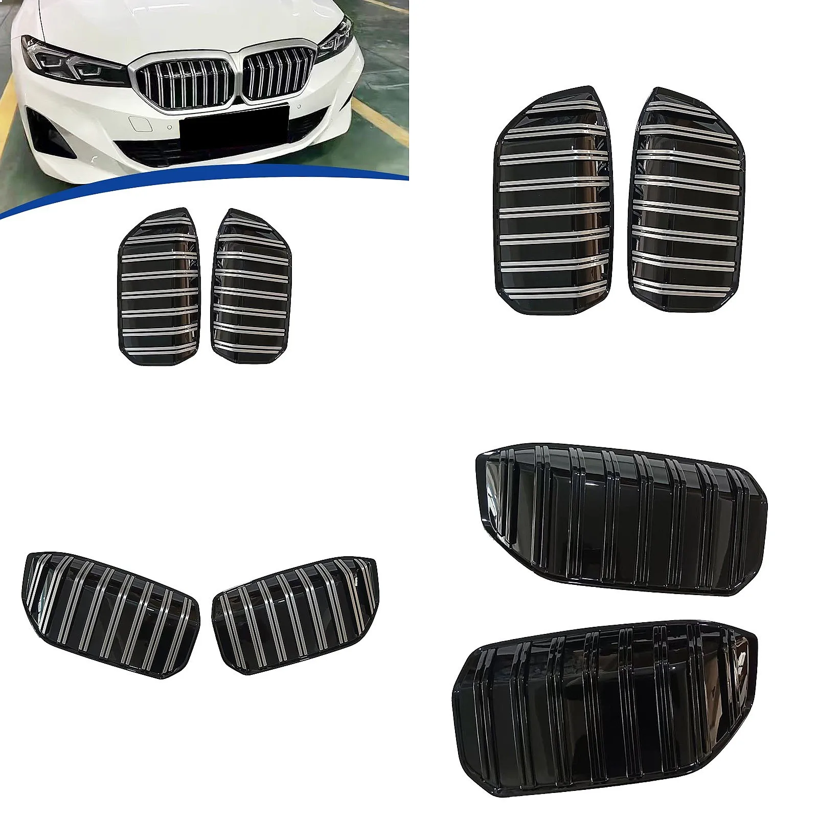 

For 2022-2024 BMW i3 Vertical Stripe Split Double Line Grille Cover Decoration Sticker