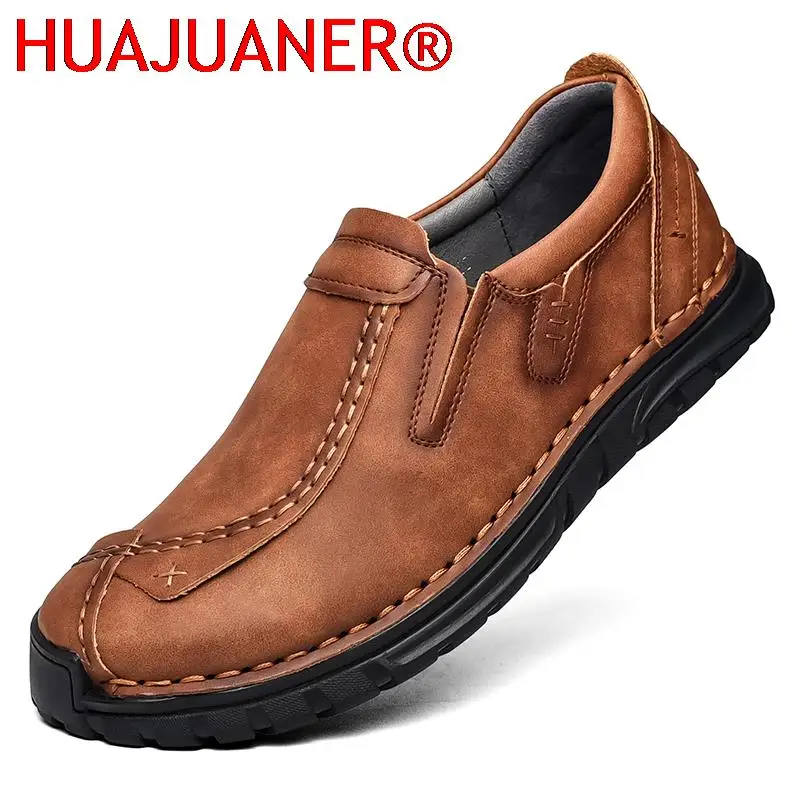 

Classic Men's Casual Shoes Fashion Leather Leisure Men Loafers Slip on Moccasins Male Comfortable Driving Outdoor Walking Shoe