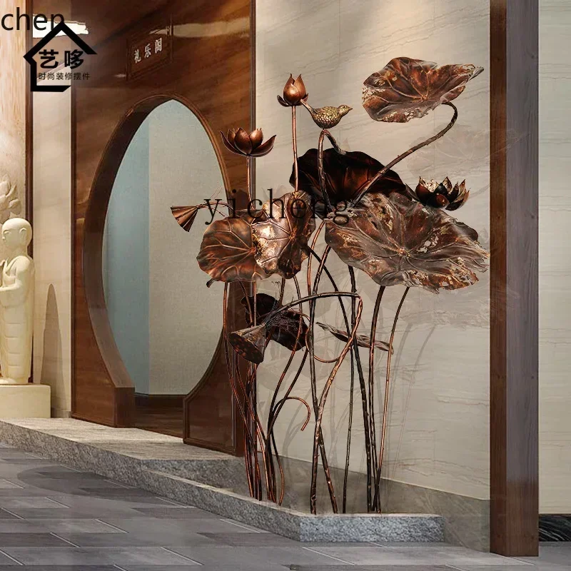 b11-7.1 Leaf Metal Ornament Zen Style Chinese Hotel Feng Shui Pool Landscaping Large Floor Sculpture Stainless Steel Artwork