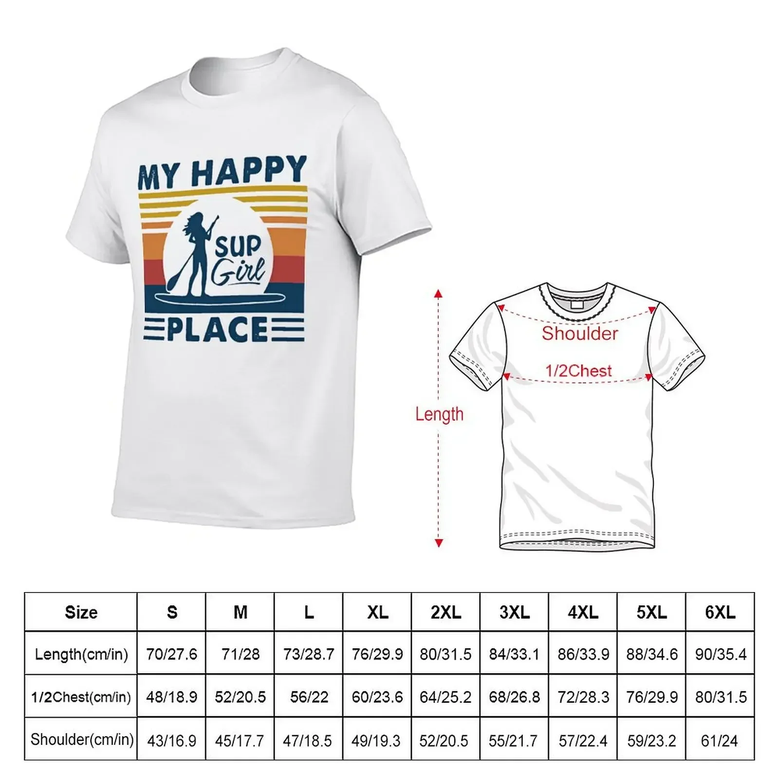 Paddleboard My Happy Place Sup Girl Vintage Retro T-Shirt plain tops boys animal print shirts graphic tee men