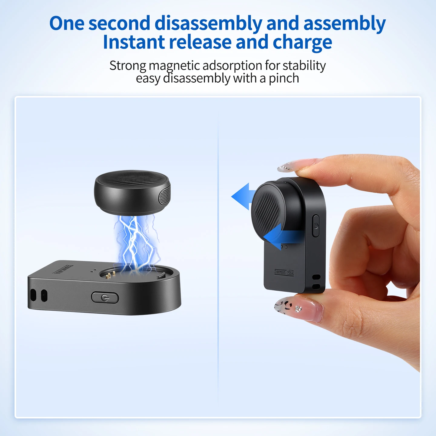 STARTRC VCR Battery Pack for Insta360 Mic Air, Portable Battery Charger Magnetic Mount for Insta 360 Mic Air Accessories