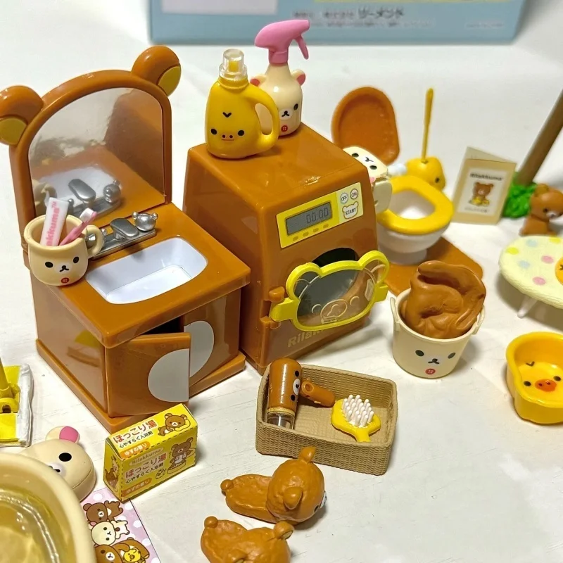 Re-Ment Rilakkuma Kuma Bathroom Model Blind Box Comfortable Collectible Toy Ornaments for Kids Gift Action Figure