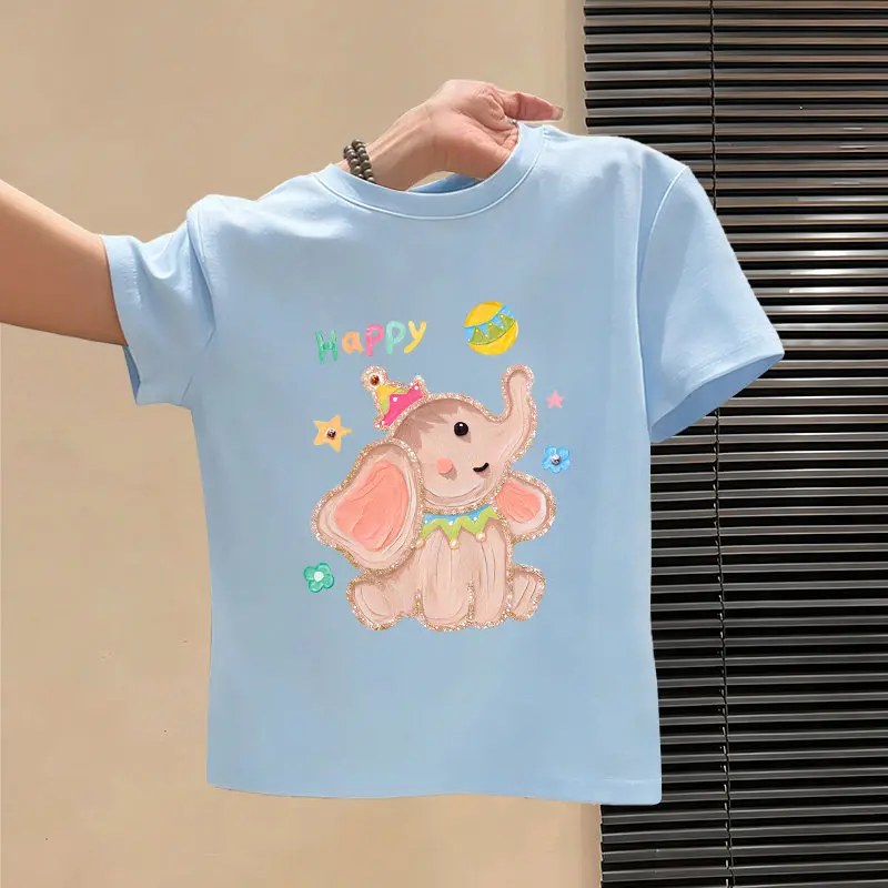 Smiling Butterfly Print Summer Short Sleeved New T-shirt Summer Outfit Handsome Children's Top Parent-child Outfit
