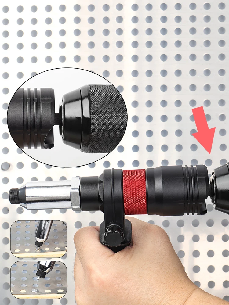 2.4-6.4mm Professional Electric Rivet Nut Gun Adapter Automatic Riveting Nail Gun Cordless Riveting Tools With Wrench And Handle