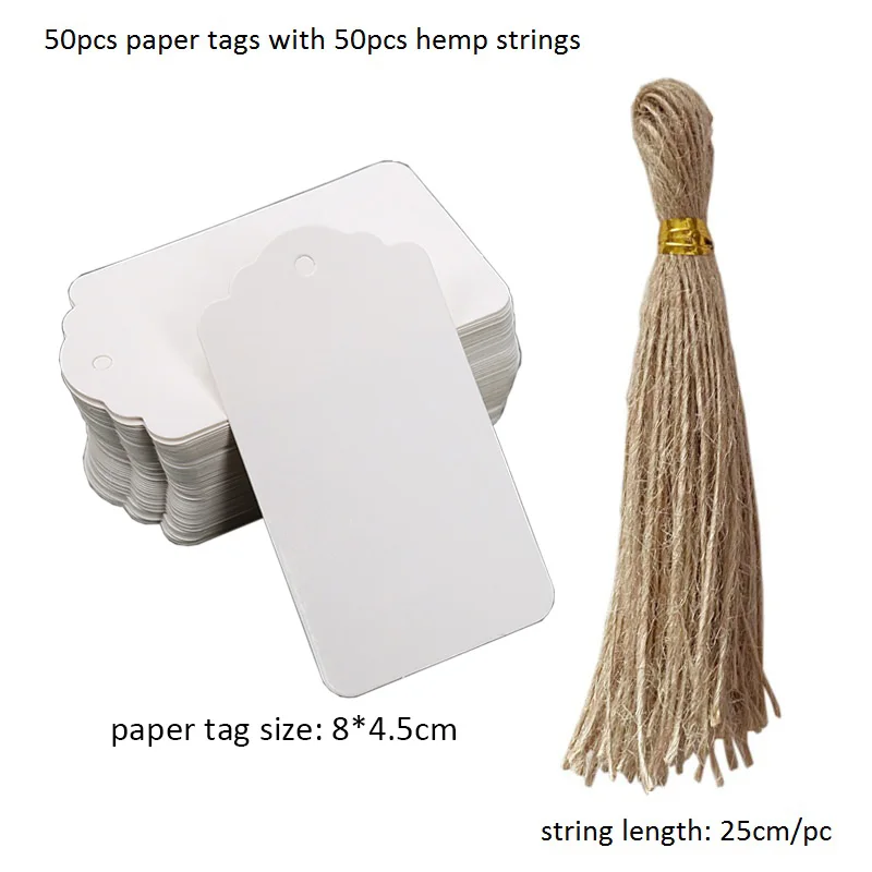 Kraft Paper Tags with Strings, 50pcs