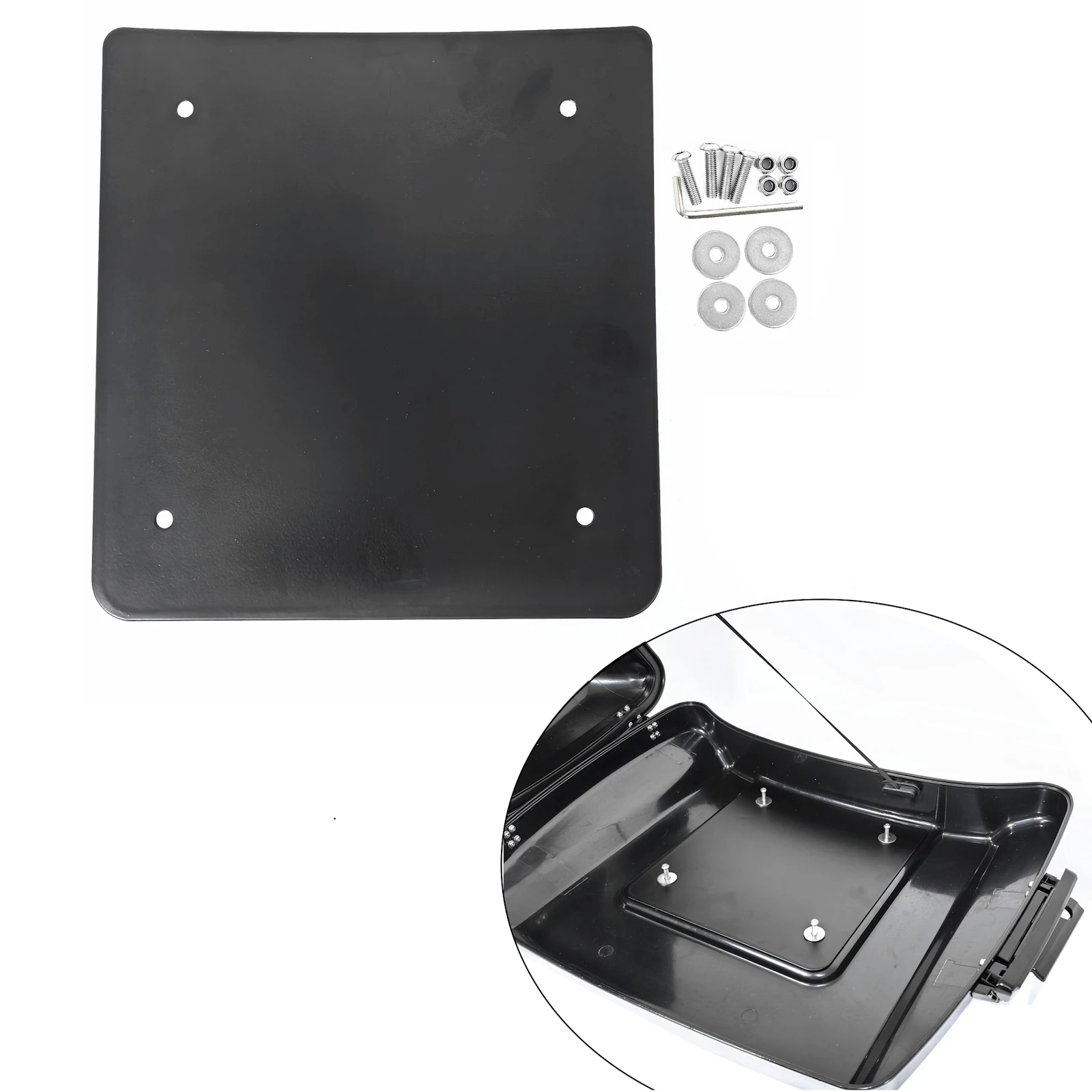 

Magekyn 3mm Thick Metal Base Plate Thickened Motorcycle Acsessories Fit For All Harley Tour Pack Trunk 2014 Up