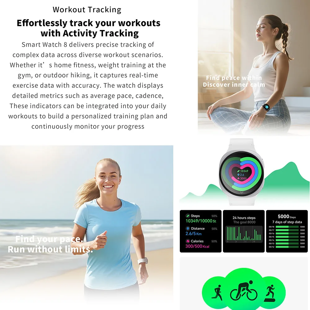 2025 ساعة جديدة 8 الترا لتحديد المواقع المسار الساعات الذكية للرجال النساء الصحة الرياضة AMOLED معدل ضربات القلب بلوتوث دعوة مقاوم للماء Smartwatch