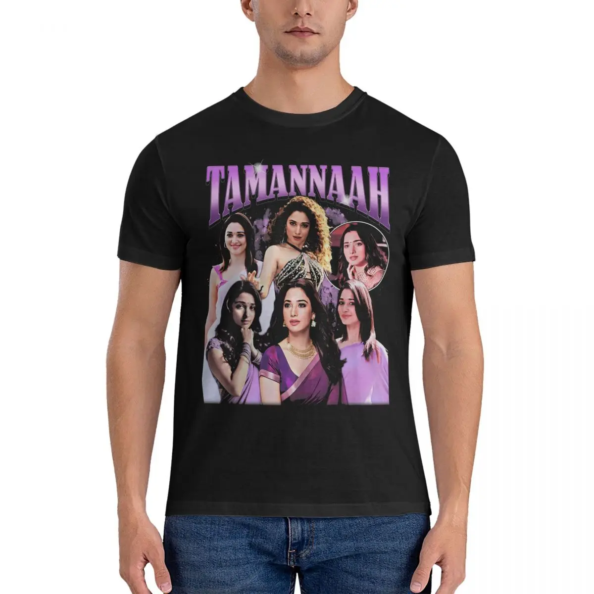 Tamannaah T Shirts for Men Pure Cotton Novelty T-Shirts Crew Neck Tamannaah Tees Short Sleeve Tops Summer