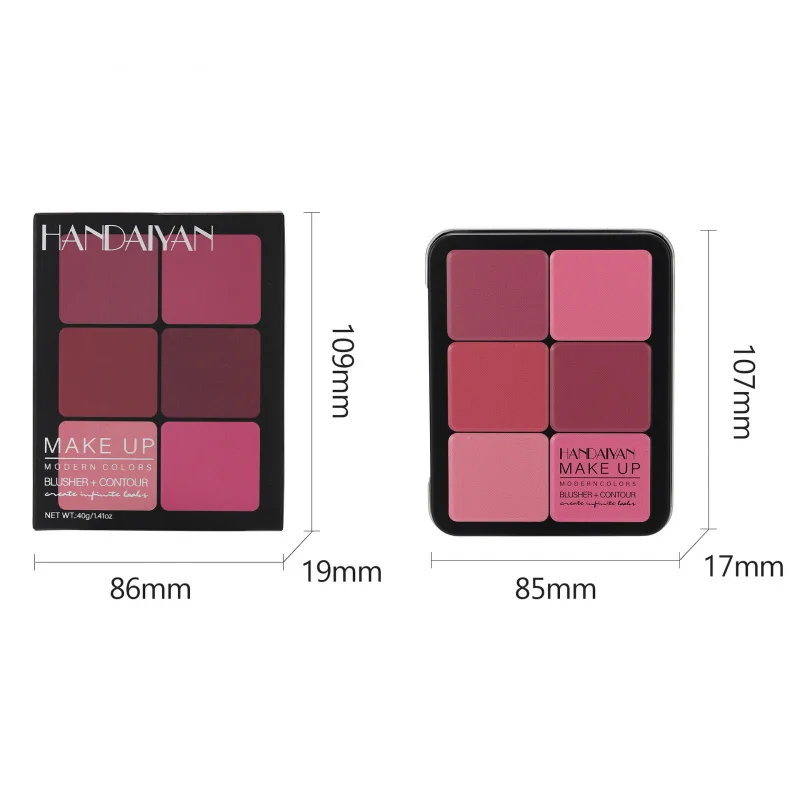 HANDAIYAN 12 - Color Blush Palette: Matte Contour, Highlighter & Blush in One, Creates Natural - looking Makeup