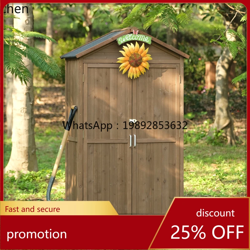 YFY Storage Cabinet Outdoor Organizer Storage Cabinet Garden Balcony Wooden Courtyard Rainproof