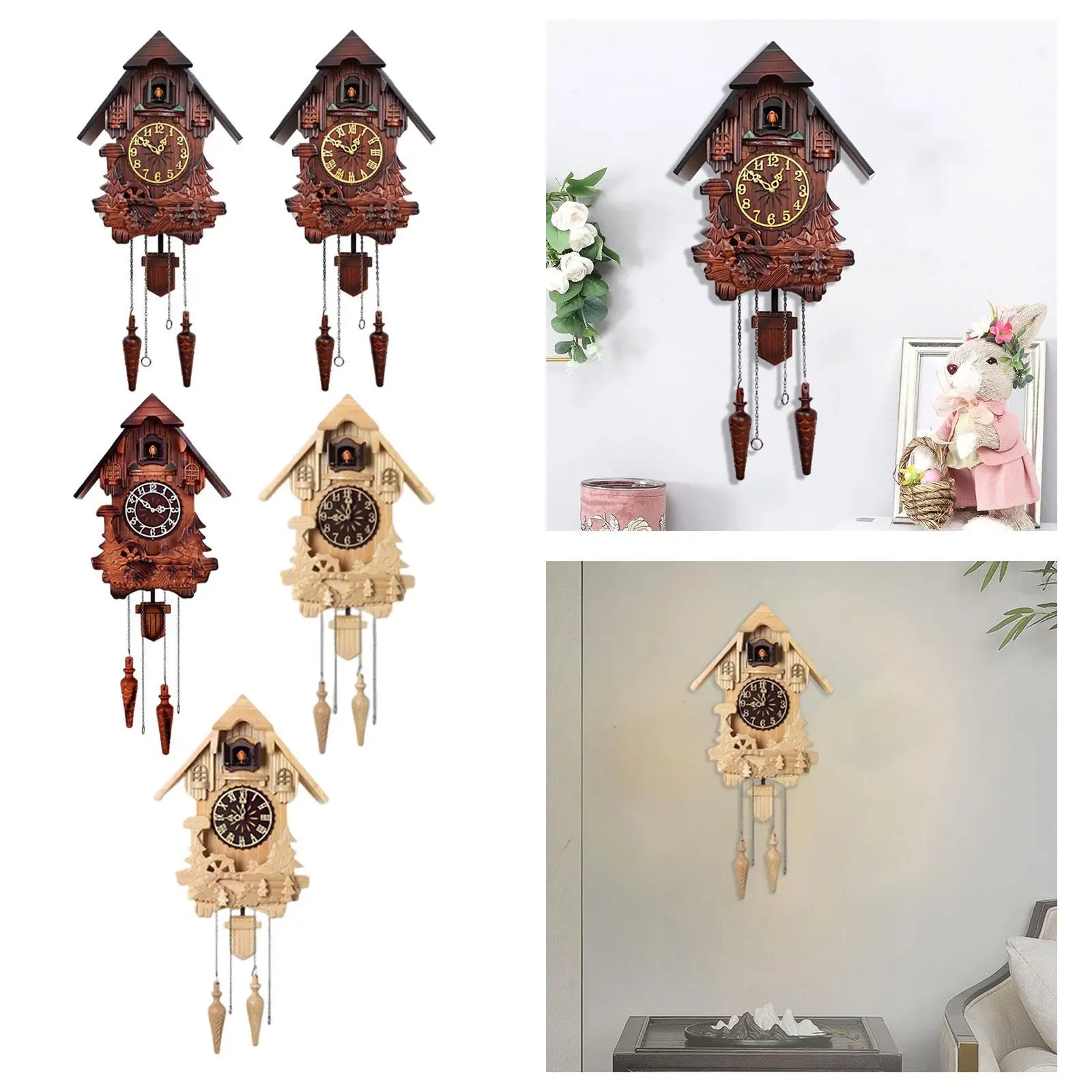 

Wall Cuckoo Clock Decoration Gift Antique Decorative Vintage Pendulum Clock Wall Clock for Hotel Cafe Living Room Restaurant