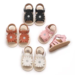 0-18M Newborn Baby Shoes Girls Cute Flowers Summer PU Soft Rubber Sole Anti slip Baby First Step Walking Shoes Baby Sandals