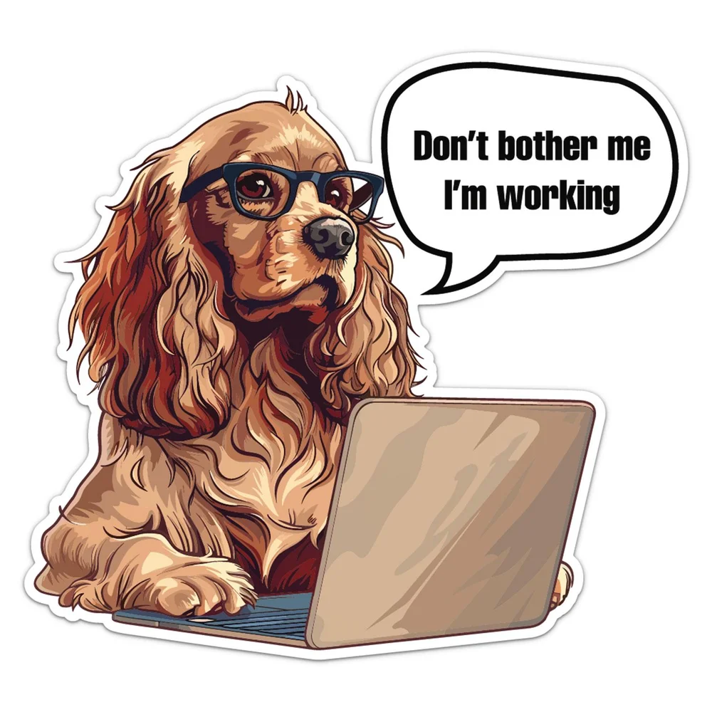Funny Business Cocker Spaniel Dog Vinyl Car Sticker Self Adhesive Decal for Car Body and Laptop Novelty Auto Decor