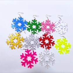 Classic Snowflake Acrylic Glitter Pink Red Iridescent Star Drop Earrings for Women Fashion Jewelry Accessories