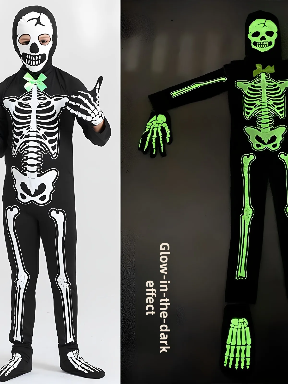 子供用ハロウィンコスプレパフォーマンスコスチューム光る骸骨骸骨幽霊衣装恐怖テーマパーティードレスアップ服