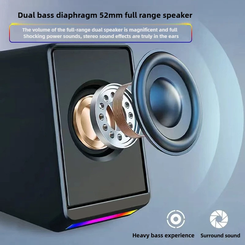 TS38 Mini-Multimedia-Computer, Bluetooth-Lautsprecher, kabelgebundener Gaming-Lautsprecher mit Subwoofer für Desktop-Notebook-TV, universell kompatibel