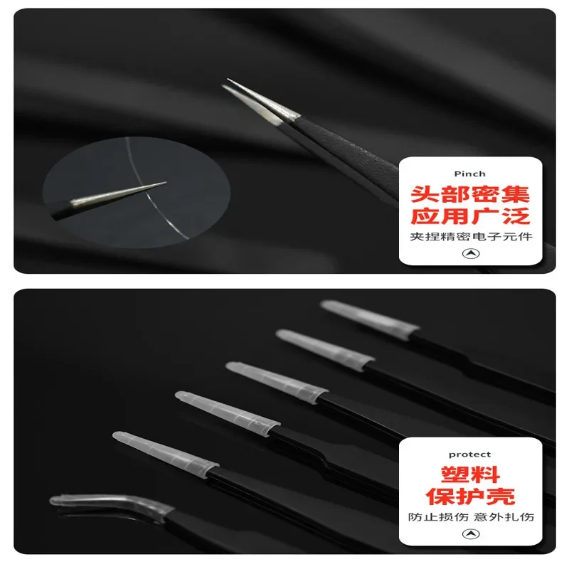 Stainless Steel Tweezers Anti Static Fine Pointed Elbow Precision Tweezers Soldering Tools Industrial Tweezers DIY Tool