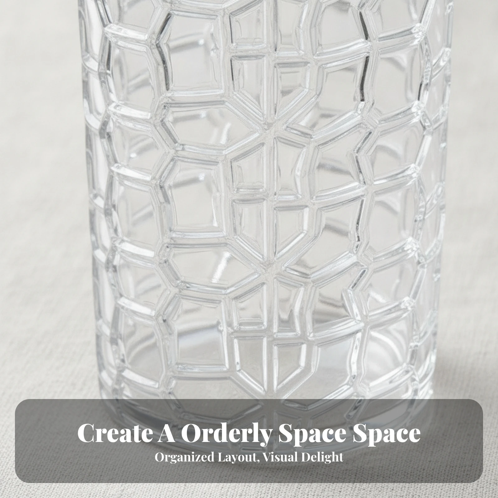 Acrylic Vase Cylindrical Storage Cup Makeup Brush Holder Embossed Geometric Pattern Acrylic Brush Storage Cup Faceted
